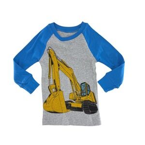 Little Bety Kids Excavator Graphic Long Sleeve‎ Raglan Shirt Size 2T